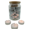tea lights in jar with lit tea lights Tea Lights & Matches in Glass Jar