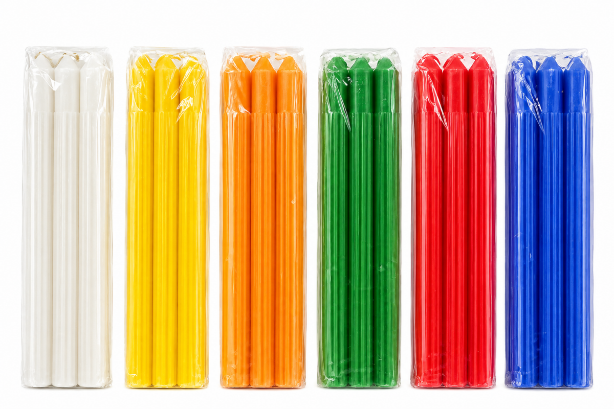 solid colours main product image Solid Colour Fluted Candles 2.2×25cm – 6 Pack